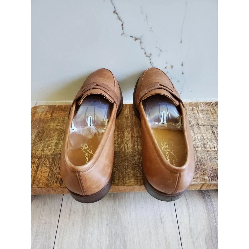 Fieramosca & Co 2001 Shoes Mens 8.5 Brown Leather‎ Slip On Dress Loafers Italy